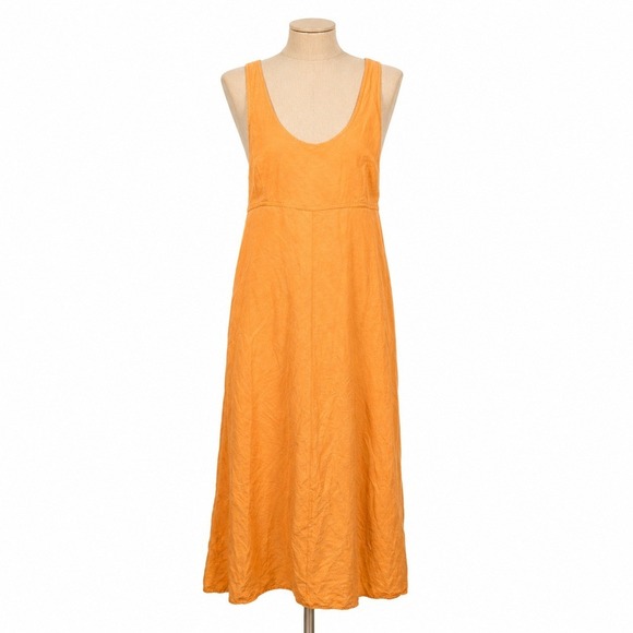 Dana B. and Karen Dresses & Skirts - Vtg Y2K Silk Linen‎ Sleeveless Maxi Dress Sz 12 Orange Cottagecore Euro Coastal
